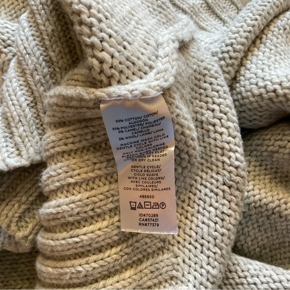 🪲 RARE Ann Taylor 🐪 CAMEL HAIR Blend Belted Wrap Sweater Size Small Light Grey​ - Picture 5 of 5